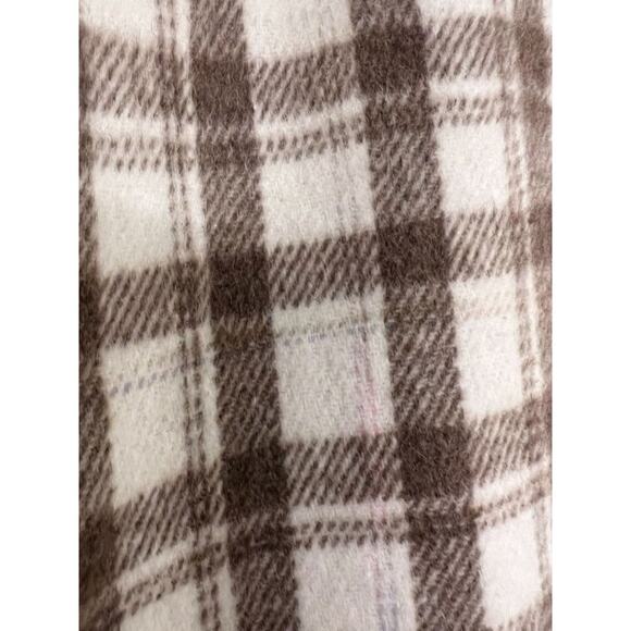 Buffalo David Bitton Large Flannel Cream Brown Plaid Long Line Shacket Cabincore - Picture 9 of 11